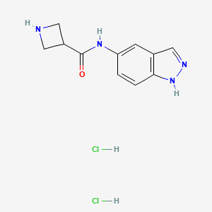 molecular formula C11H14Cl2N4O B2901746 N-(1H-Indazol-5-yl)azetidine-3-carboxamide;dihydrochloride CAS No. 2413876-57-8