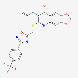 molecular formula C22H15F3N4O4S B2901756 N-(4-chlorophenyl)-N'-(8-fluoro-2-pyrrolidin-1-ylquinolin-6-yl)urea CAS No. 1115892-79-9