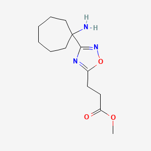 molecular formula C13H21N3O3 B2901759 Methyl 3-[3-(1-aminocycloheptyl)-1,2,4-oxadiazol-5-yl]propanoate CAS No. 2137629-23-1