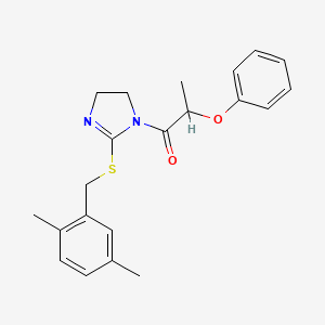 molecular formula C21H24N2O2S B2901761 1-[2-[(2,5-Dimethylphenyl)methylsulfanyl]-4,5-dihydroimidazol-1-yl]-2-phenoxypropan-1-one CAS No. 851804-57-4