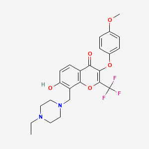 8-[(4-ethylpiperazin-1-yl)methyl]-7-hydroxy-3-(4-methoxyphenoxy)-2-(trifluoromethyl)-4H-chromen-4-one