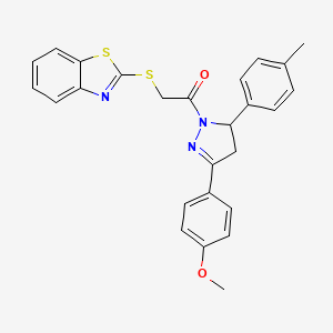 molecular formula C26H23N3O2S2 B2901770 2-(benzo[d]thiazol-2-ylthio)-1-(3-(4-methoxyphenyl)-5-(p-tolyl)-4,5-dihydro-1H-pyrazol-1-yl)ethanone CAS No. 403836-87-3