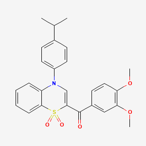 molecular formula C26H25NO5S B2901779 (3,4-dimethoxyphenyl)[4-(4-isopropylphenyl)-1,1-dioxido-4H-1,4-benzothiazin-2-yl]methanone CAS No. 1114853-25-6