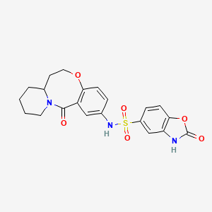 molecular formula C21H21N3O6S B2901783 2-Oxo-N-(6-oxo-2,3,4,12,13,13a-hexahydro-1H-pyrido[2,1-d][1,5]benzoxazocin-8-yl)-3H-1,3-benzoxazole-5-sulfonamide CAS No. 1428360-11-5