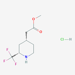 molecular formula C9H15ClF3NO2 B2901785 Methyl 2-[(2S,4R)-2-(trifluoromethyl)piperidin-4-yl]acetate;hydrochloride CAS No. 2413848-95-8
