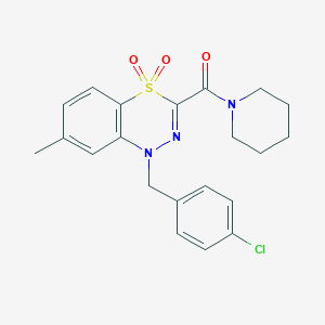 molecular formula C21H22ClN3O3S B2901786 1-(4-chlorobenzyl)-7-methyl-3-(piperidinocarbonyl)-4lambda~6~,1,2-benzothiadiazine-4,4(1H)-dione CAS No. 1251551-17-3