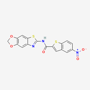 molecular formula C17H9N3O5S2 B2901794 N-([1,3]dioxolo[4,5-f][1,3]benzothiazol-6-yl)-5-nitro-1-benzothiophene-2-carboxamide CAS No. 892842-33-0