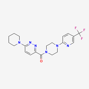 molecular formula C20H23F3N6O B2901817 (6-(Piperidin-1-yl)pyridazin-3-yl)(4-(5-(trifluoromethyl)pyridin-2-yl)piperazin-1-yl)methanone CAS No. 1396785-73-1