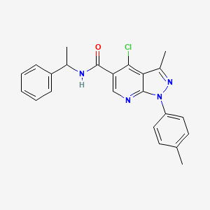 4-chloro-3-methyl-N-(1-phenylethyl)-1-(p-tolyl)-1H-pyrazolo[3,4-b]pyridine-5-carboxamide