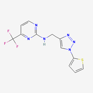 molecular formula C12H9F3N6S B2901824 N-[(1-Thiophen-2-yltriazol-4-yl)methyl]-4-(trifluoromethyl)pyrimidin-2-amine CAS No. 2380183-56-0