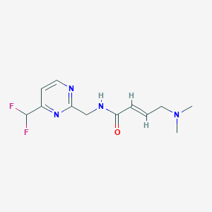 molecular formula C12H16F2N4O B2901825 (E)-N-[[4-(Difluoromethyl)pyrimidin-2-yl]methyl]-4-(dimethylamino)but-2-enamide CAS No. 2411336-89-3