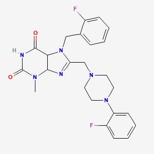 molecular formula C24H24F2N6O2 B2901829 7-[(2-fluorophenyl)methyl]-8-{[4-(2-fluorophenyl)piperazin-1-yl]methyl}-3-methyl-2,3,6,7-tetrahydro-1H-purine-2,6-dione CAS No. 847408-30-4