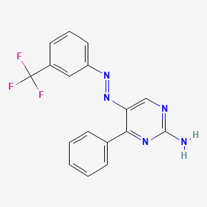 molecular formula C17H12F3N5 B2901830 4-Phenyl-5-{2-[3-(trifluoromethyl)phenyl]diazenyl}-2-pyrimidinamine CAS No. 339279-75-3