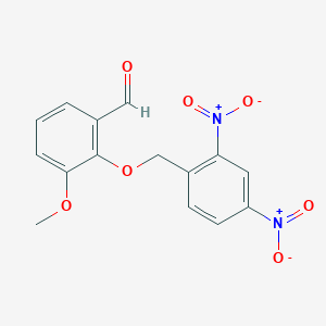 molecular formula C15H12N2O7 B2901836 2-[(2,4-Dinitrobenzyl)oxy]-3-methoxybenzaldehyde CAS No. 1797989-96-8