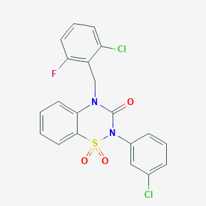 molecular formula C20H13Cl2FN2O3S B2901846 4-(2-chloro-6-fluorobenzyl)-2-(3-chlorophenyl)-2H-1,2,4-benzothiadiazin-3(4H)-one 1,1-dioxide CAS No. 893789-95-2