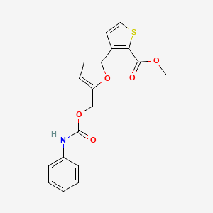 molecular formula C18H15NO5S B2901857 Methyl 3-(5-{[(anilinocarbonyl)oxy]methyl}-2-furyl)-2-thiophenecarboxylate CAS No. 320417-89-8