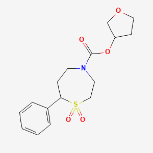 molecular formula C16H21NO5S B2901864 Tetrahydrofuran-3-yl 7-phenyl-1,4-thiazepane-4-carboxylate 1,1-dioxide CAS No. 2034382-77-7