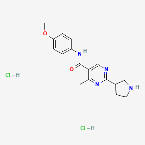 molecular formula C17H22Cl2N4O2 B2901875 N-(4-Methoxyphenyl)-4-methyl-2-pyrrolidin-3-ylpyrimidine-5-carboxamide dihydrochloride CAS No. 1442086-31-8