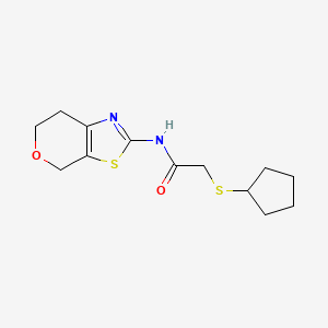 molecular formula C13H18N2O2S2 B2901884 2-(cyclopentylthio)-N-(6,7-dihydro-4H-pyrano[4,3-d]thiazol-2-yl)acetamide CAS No. 1421532-80-0