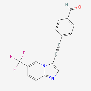 molecular formula C17H9F3N2O B2901887 4-((6-(Trifluoromethyl)imidazo[1,2-a]pyridin-3-yl)ethynyl)benzaldehyde CAS No. 2177263-84-0