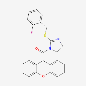 molecular formula C24H19FN2O2S B2901893 [2-[(2-fluorophenyl)methylsulfanyl]-4,5-dihydroimidazol-1-yl]-(9H-xanthen-9-yl)methanone CAS No. 851807-29-9