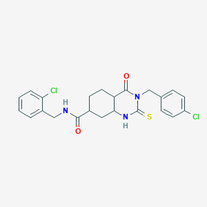 N-[(2-chlorophenyl)methyl]-3-[(4-chlorophenyl)methyl]-4-oxo-2-sulfanylidene-1,2,3,4-tetrahydroquinazoline-7-carboxamide