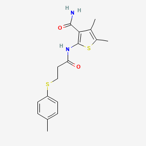 molecular formula C17H20N2O2S2 B2901906 4,5-Dimethyl-2-(3-(p-tolylthio)propanamido)thiophene-3-carboxamide CAS No. 896291-56-8