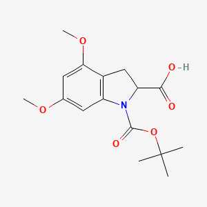 molecular formula C16H21NO6 B2901934 4,6-Dimethoxy-1-[(2-methylpropan-2-yl)oxycarbonyl]-2,3-dihydroindole-2-carboxylic acid CAS No. 2253639-64-2