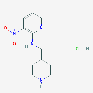 molecular formula C11H17ClN4O2 B2901948 (3-Nitro-pyridin-2-yl)-piperidin-4-ylmethyl-amine hydrochloride CAS No. 1185319-22-5