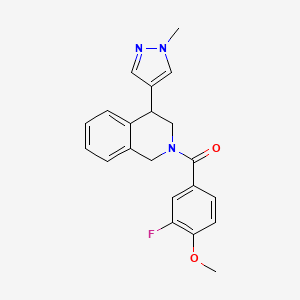 molecular formula C21H20FN3O2 B2901951 (3-fluoro-4-methoxyphenyl)(4-(1-methyl-1H-pyrazol-4-yl)-3,4-dihydroisoquinolin-2(1H)-yl)methanone CAS No. 2034387-35-2