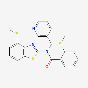 molecular formula C22H19N3OS3 B2901953 2-(methylthio)-N-(4-(methylthio)benzo[d]thiazol-2-yl)-N-(pyridin-3-ylmethyl)benzamide CAS No. 922461-90-3
