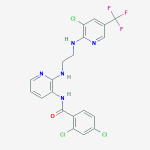 molecular formula C20H15Cl3F3N5O B2901958 2,4-dichloro-N-[2-[2-[[3-chloro-5-(trifluoromethyl)pyridin-2-yl]amino]ethylamino]pyridin-3-yl]benzamide CAS No. 338772-73-9