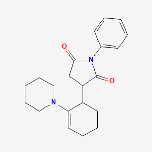 molecular formula C21H26N2O2 B2901967 1-Phenyl-3-(2-(piperidin-1-yl)cyclohex-2-en-1-yl)pyrrolidine-2,5-dione CAS No. 881482-81-1