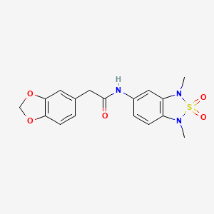 2-(2H-1,3-benzodioxol-5-yl)-N-(1,3-dimethyl-2,2-dioxo-1,3-dihydro-2lambda6,1,3-benzothiadiazol-5-yl)acetamide