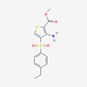 molecular formula C14H15NO4S2 B2902000 Methyl 3-amino-4-[(4-ethylphenyl)sulfonyl]thiophene-2-carboxylate CAS No. 1982158-72-4