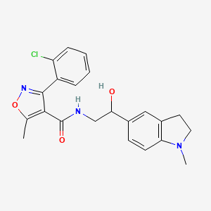 molecular formula C22H22ClN3O3 B2902017 3-(2-chlorophenyl)-N-(2-hydroxy-2-(1-methylindolin-5-yl)ethyl)-5-methylisoxazole-4-carboxamide CAS No. 1706040-93-8