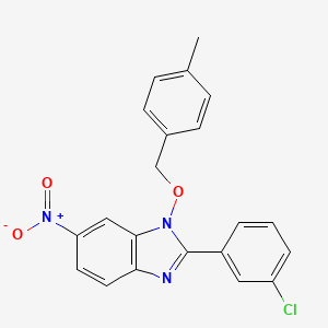 molecular formula C21H16ClN3O3 B2902024 2-(3-chlorophenyl)-1-[(4-methylbenzyl)oxy]-6-nitro-1H-1,3-benzimidazole CAS No. 303149-38-4