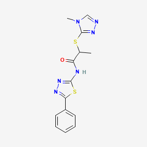 2-[(4-methyl-1,2,4-triazol-3-yl)sulfanyl]-N-(5-phenyl-1,3,4-thiadiazol-2-yl)propanamide