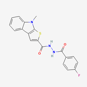 molecular formula C19H14FN3O2S B2902030 N'-(4-fluorobenzoyl)-8-methyl-8H-thieno[2,3-b]indole-2-carbohydrazide CAS No. 477855-74-6