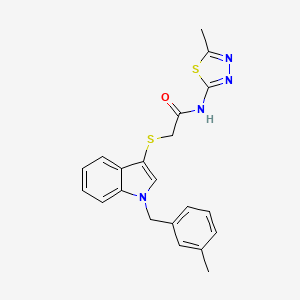 molecular formula C21H20N4OS2 B2902053 2-[1-[(3-methylphenyl)methyl]indol-3-yl]sulfanyl-N-(5-methyl-1,3,4-thiadiazol-2-yl)acetamide CAS No. 681276-03-9