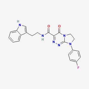 molecular formula C22H19FN6O2 B2902055 N-(2-(1H-indol-3-yl)ethyl)-8-(4-fluorophenyl)-4-oxo-4,6,7,8-tetrahydroimidazo[2,1-c][1,2,4]triazine-3-carboxamide CAS No. 946362-12-5