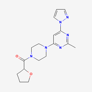 molecular formula C17H22N6O2 B2902065 (4-(2-methyl-6-(1H-pyrazol-1-yl)pyrimidin-4-yl)piperazin-1-yl)(tetrahydrofuran-2-yl)methanone CAS No. 1203018-56-7