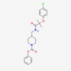 molecular formula C23H27ClN2O4 B2902070 Phenyl 4-((2-(4-chlorophenoxy)-2-methylpropanamido)methyl)piperidine-1-carboxylate CAS No. 1235652-18-2