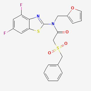 molecular formula C21H16F2N2O4S2 B2902092 2-(benzylsulfonyl)-N-(4,6-difluorobenzo[d]thiazol-2-yl)-N-(furan-2-ylmethyl)acetamide CAS No. 922453-69-8