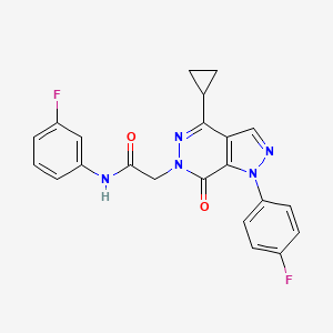 molecular formula C22H17F2N5O2 B2902108 2-(4-cyclopropyl-1-(4-fluorophenyl)-7-oxo-1H-pyrazolo[3,4-d]pyridazin-6(7H)-yl)-N-(3-fluorophenyl)acetamide CAS No. 1105201-11-3
