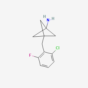molecular formula C12H13ClFN B2902115 3-[(2-Chloro-6-fluorophenyl)methyl]bicyclo[1.1.1]pentan-1-amine CAS No. 2287341-89-1