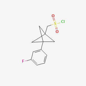 molecular formula C12H12ClFO2S B2902128 [3-(3-Fluorophenyl)-1-bicyclo[1.1.1]pentanyl]methanesulfonyl chloride CAS No. 2287271-85-4