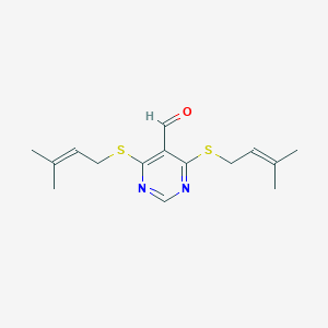 molecular formula C15H20N2OS2 B290213 4,6-Bis[(3-methyl-2-butenyl)sulfanyl]-5-pyrimidinecarbaldehyde 