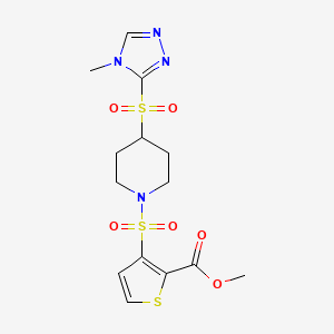 molecular formula C14H18N4O6S3 B2902136 methyl 3-((4-((4-methyl-4H-1,2,4-triazol-3-yl)sulfonyl)piperidin-1-yl)sulfonyl)thiophene-2-carboxylate CAS No. 1448063-21-5