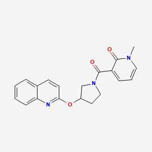 molecular formula C20H19N3O3 B2902138 1-methyl-3-(3-(quinolin-2-yloxy)pyrrolidine-1-carbonyl)pyridin-2(1H)-one CAS No. 2034500-66-6